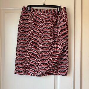 Jones Studio Separates Womens Abstract Faux Wrap Skirts Career Black Red Size ?